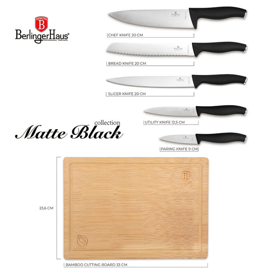 Berlinger Haus Svart Knivset med Bambuskärbräda