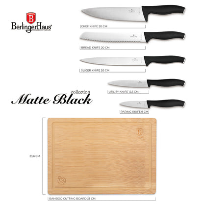 Berlinger Haus Svart Knivset med Bambuskärbräda