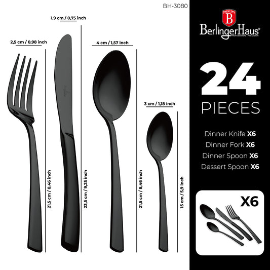 Bestickset i rostfritt stål – Black Mirror Edition (24 delar)
